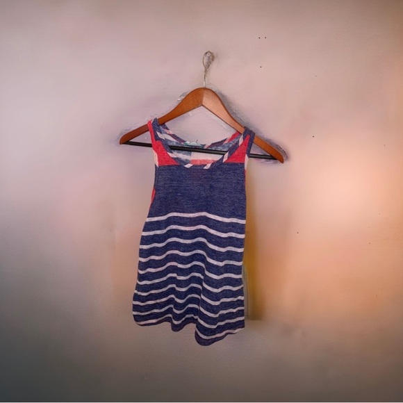 Zumiez Color Block Multi Striped Razor Back Red White and Blue Tank Top - Picture 5 of 10